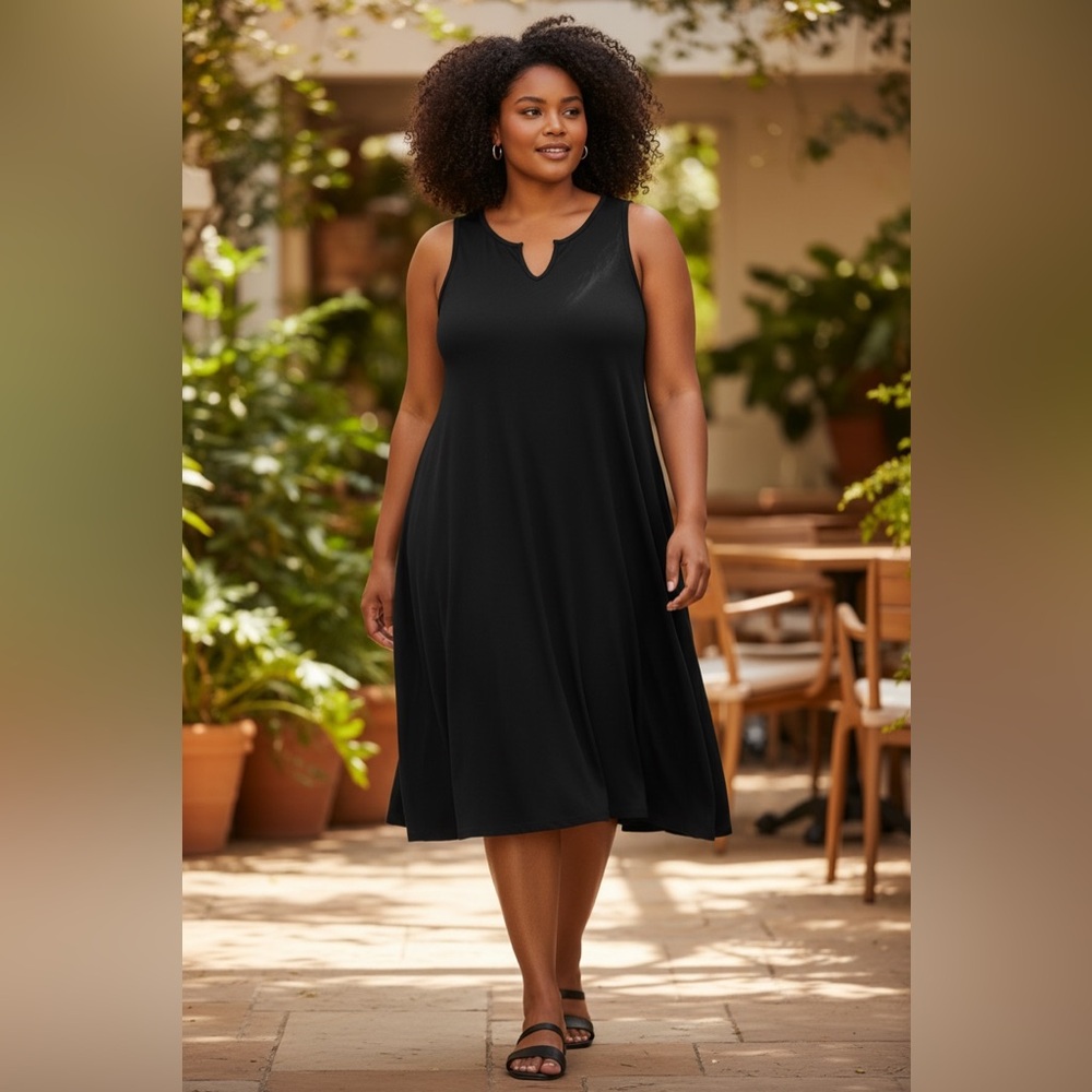 Terra & Sky Black Midi Dress